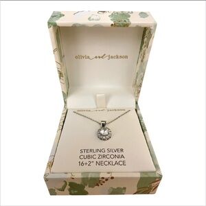 Olivia & Jackson Sterling Silver Cubic Zirconia Necklace 16”+2”
